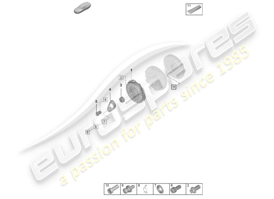 porsche 2019 (992-1) acoplamiento de caja de cambios manual diagrama de piezas