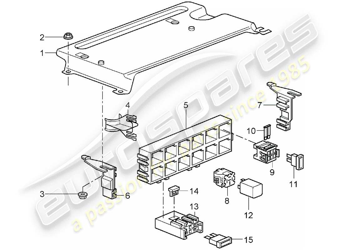 porsche 2007 (997-1) caja de fusibles/placa de relés diagrama de piezas