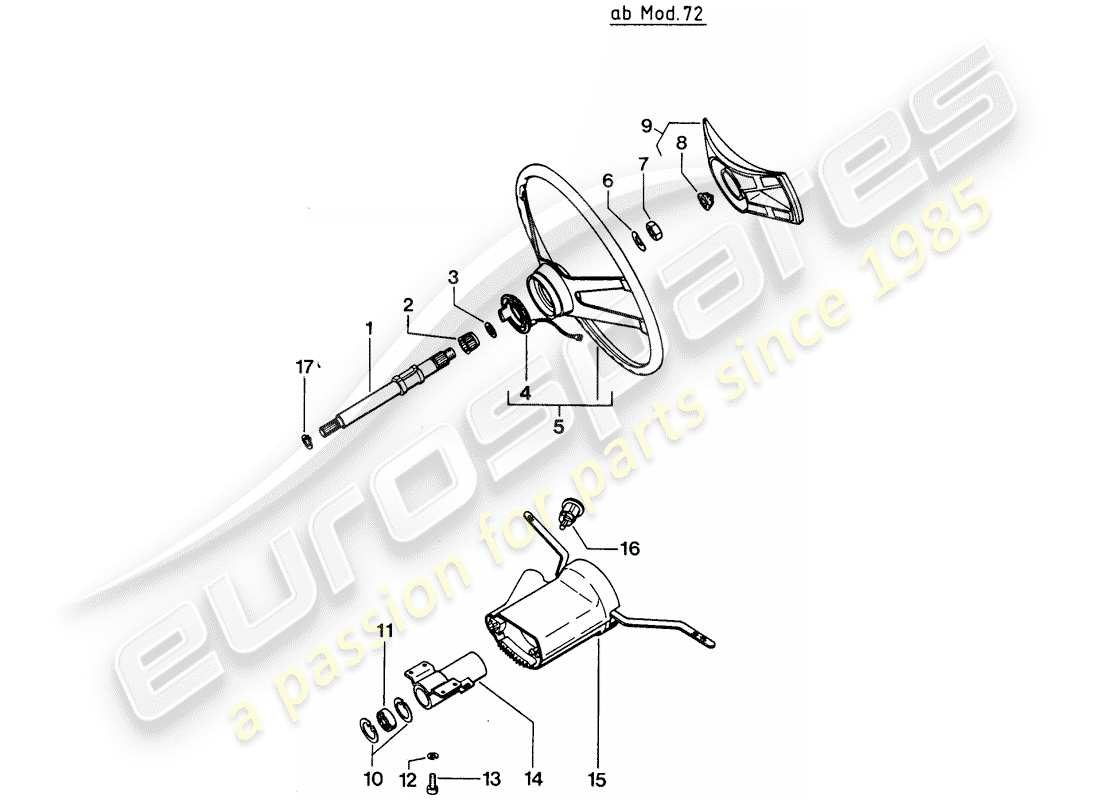 porsche 1972 (914) eje de dirección intermedio - volante - interruptor de la columna de dirección - d - mj 1972>> diagrama de piezas