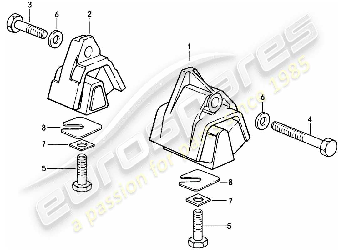 porsche 1980 (928) suspensión de la transmisión - transmisión automática diagrama de piezas
