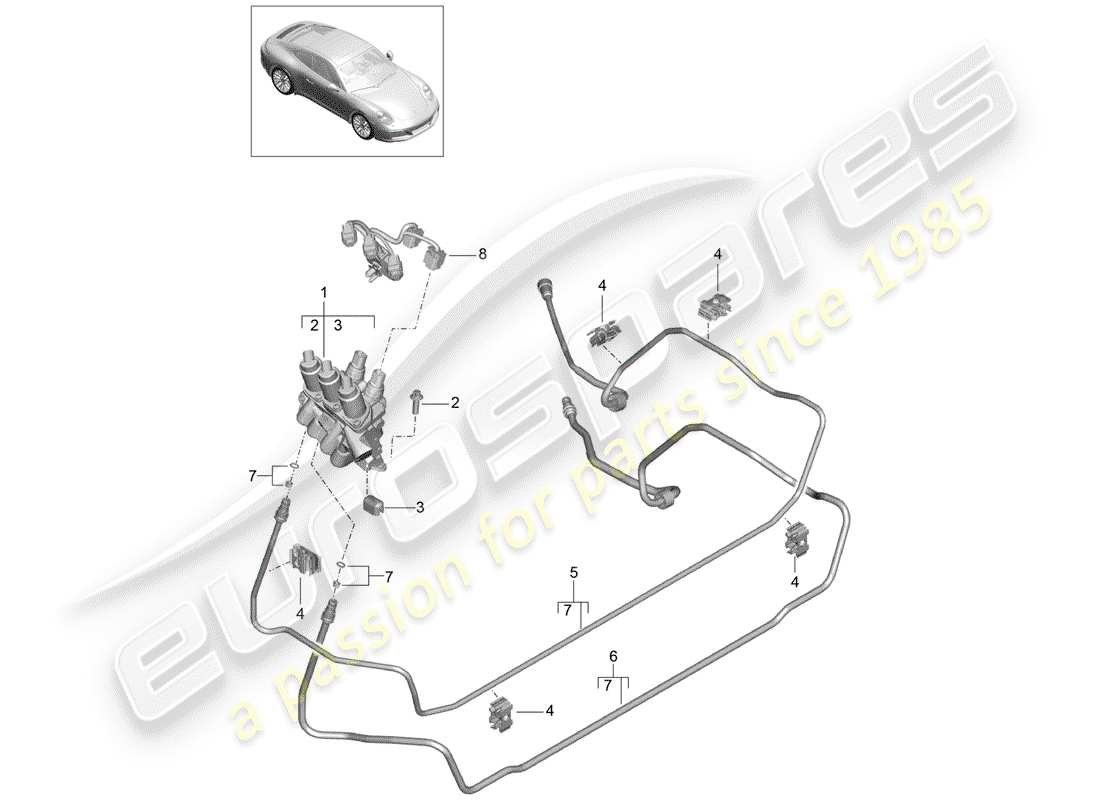porsche 2020 (991-2) línea hidráulica diagrama de piezas