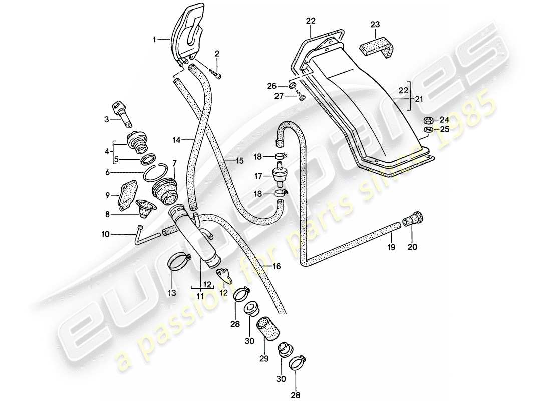 porsche 1986 (944) relleno de cuello diagrama de piezas