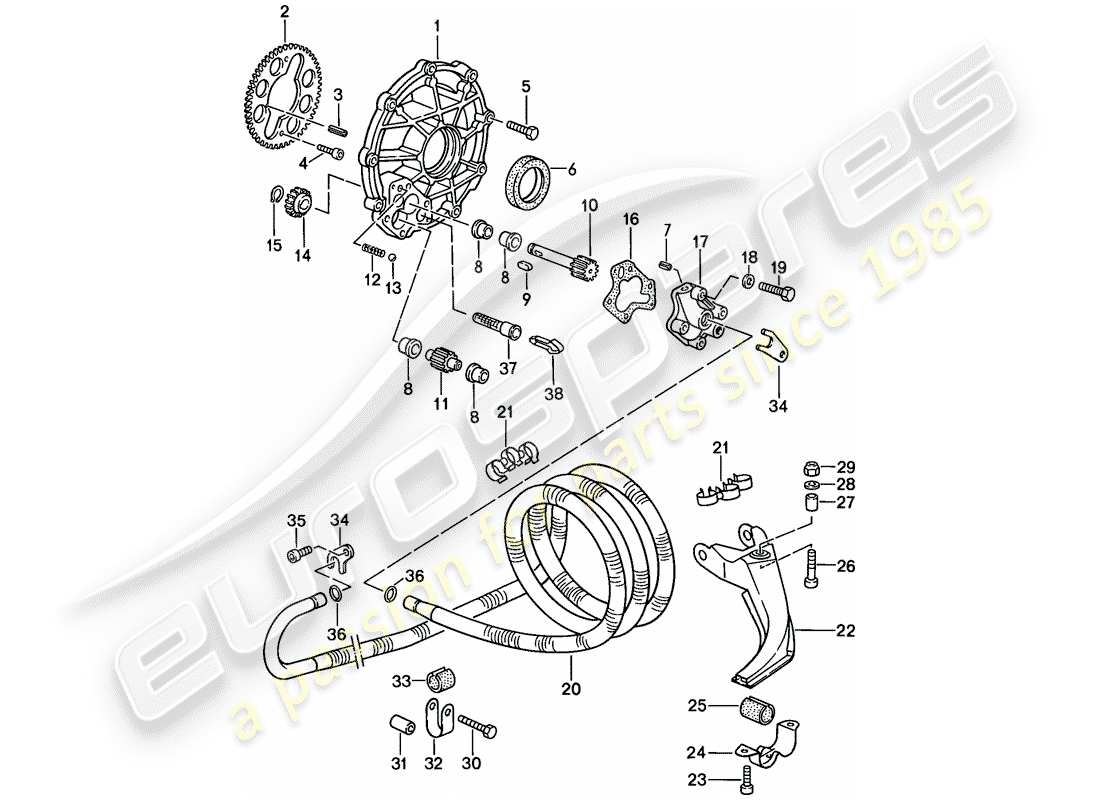 porsche 1986 (944) diagrama de piezas de enfriamiento de aceite