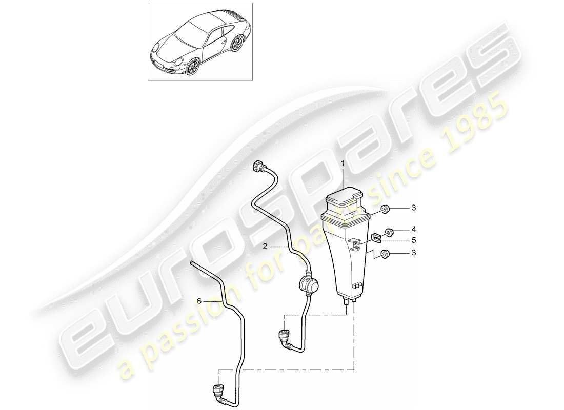 porsche 2012 (997-2) bote de emisiones evaporativas diagrama de piezas