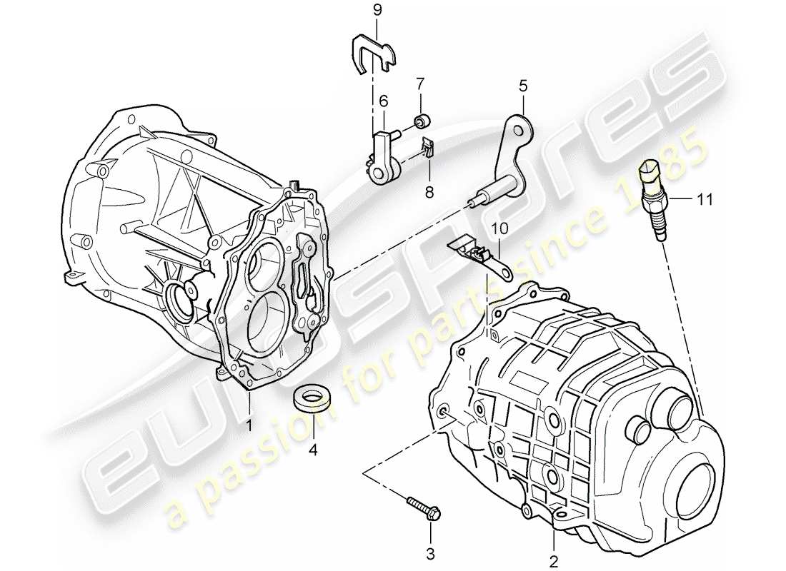 porsche 2004 (986 boxster) caja de transmisión - cubierta de transmisión diagrama de piezas