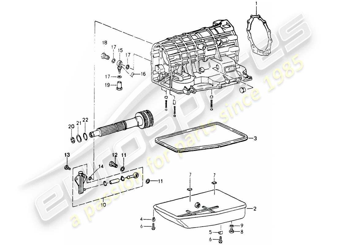 porsche 1990 (964) tiptronic - caja de transmisión - cárter de aceite diagrama de piezas