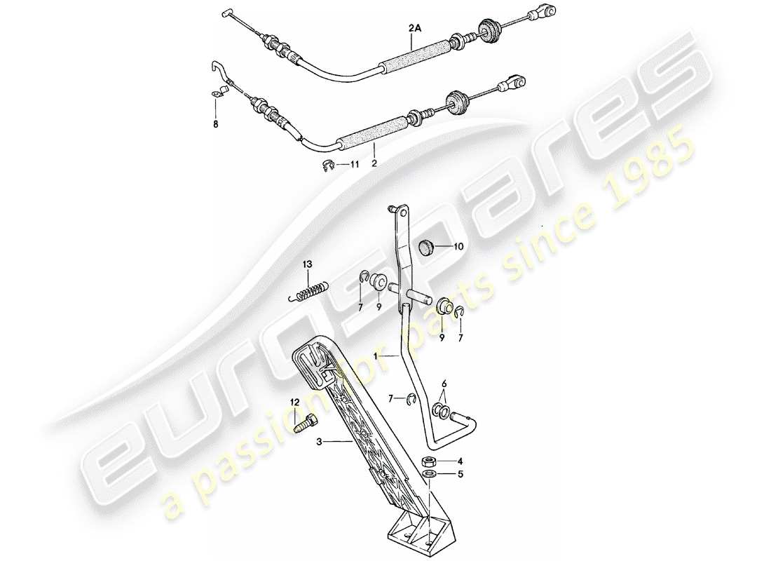 porsche 1981 (924) control del acelerador - cable del acelerador - para - diagrama de piezas de caja de cambios manual