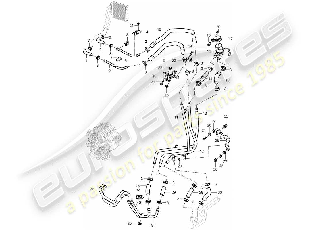 porsche 2007 (cayenne e1 9pa) calentador diagrama de piezas