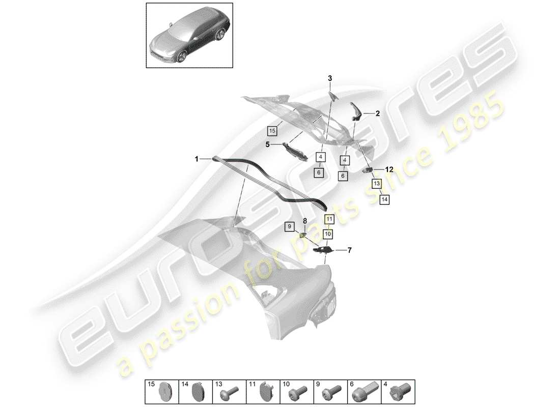 porsche 2020 (panamera 971-1) juntas diagrama de piezas