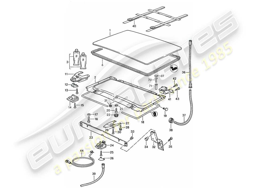 porsche 1991 (944) techo elevable diagrama de piezas