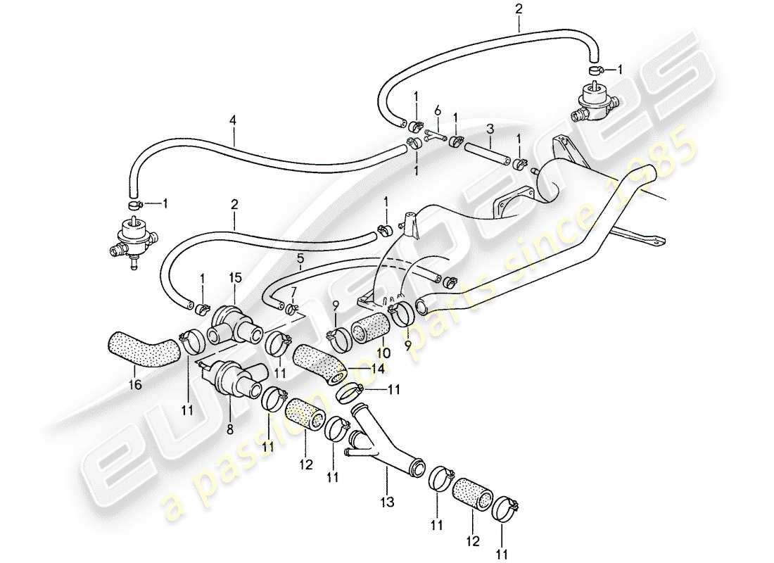 porsche 1987 (959) preparación de la mezcla 3 diagrama de piezas