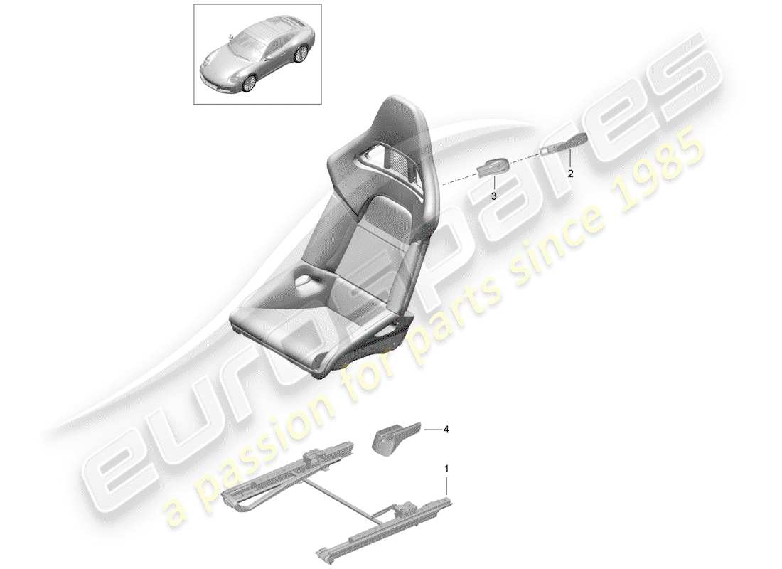 porsche 991 gen. 2 (2017) diagrama de piezas de seat