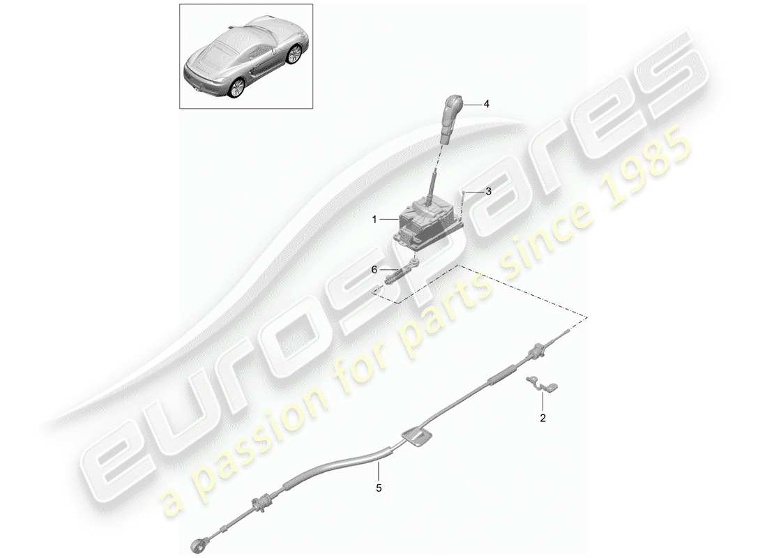 porsche 2016 (981 cayman) palanca selectora diagrama de piezas