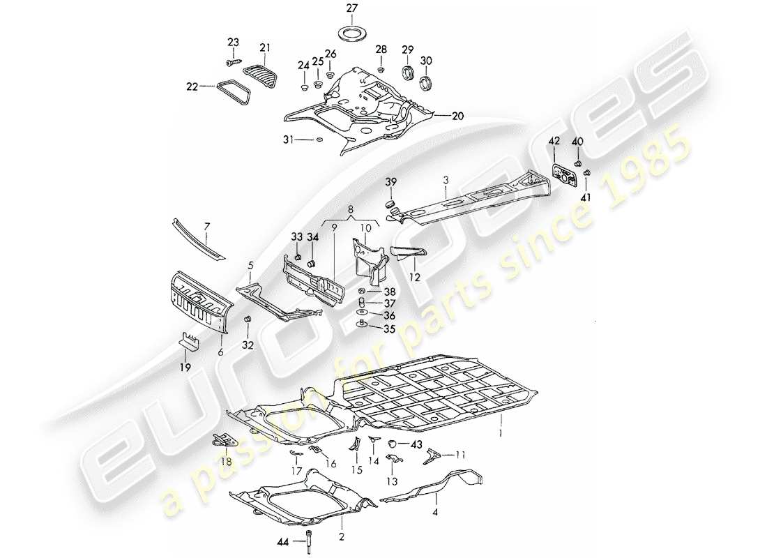porsche 1972 (911) diagrama de piezas del marco