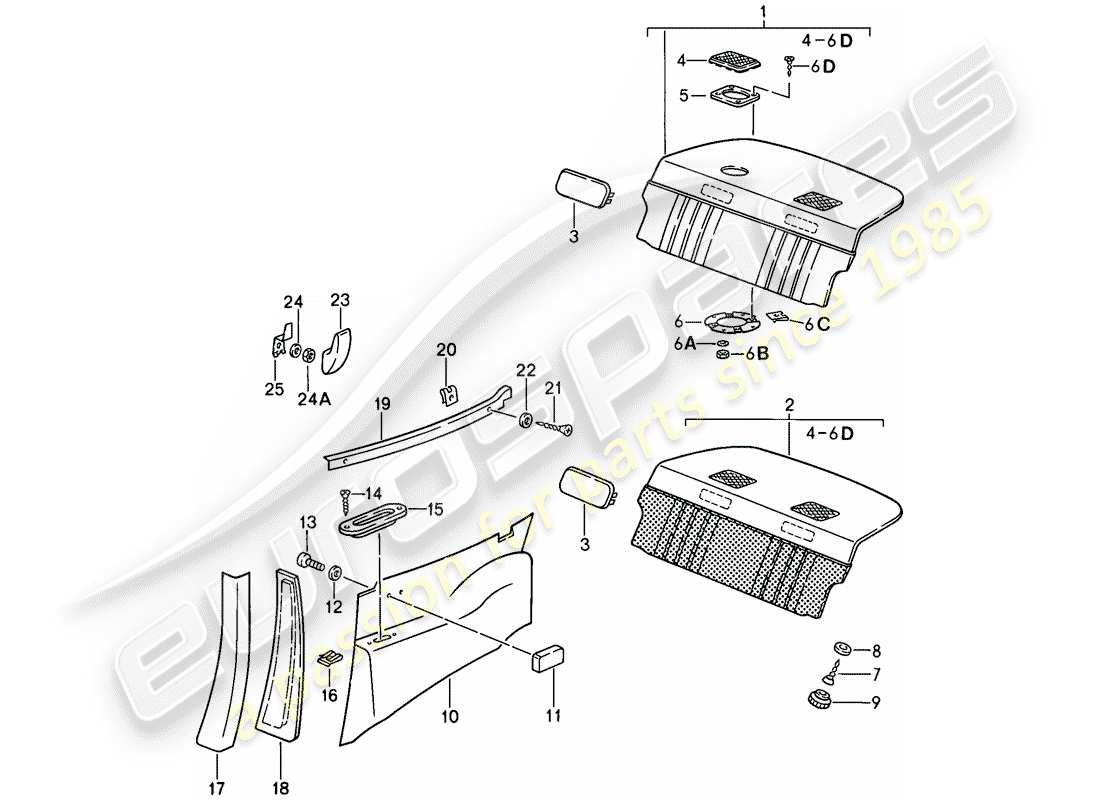 porsche 1989 (911) equipamiento interior diagrama de piezas