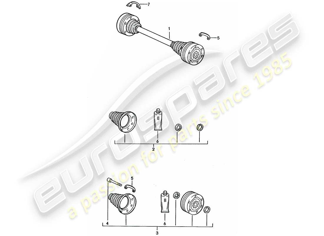 porsche 1994 (968) eje de accionamiento diagrama de piezas