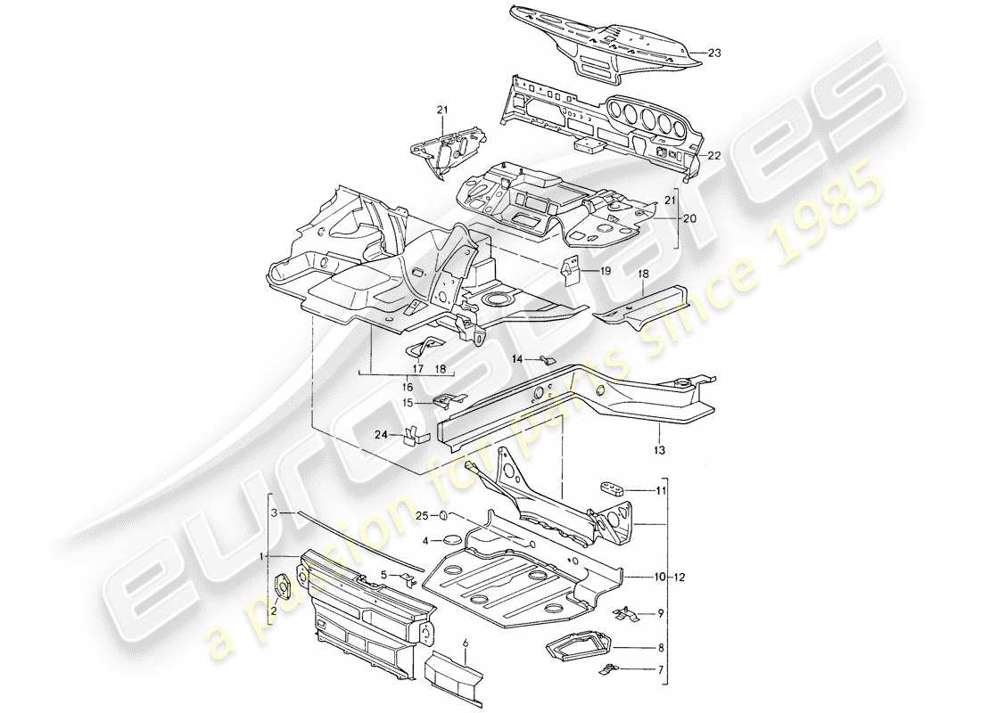 porsche 1990 (964) marco diagrama de piezas