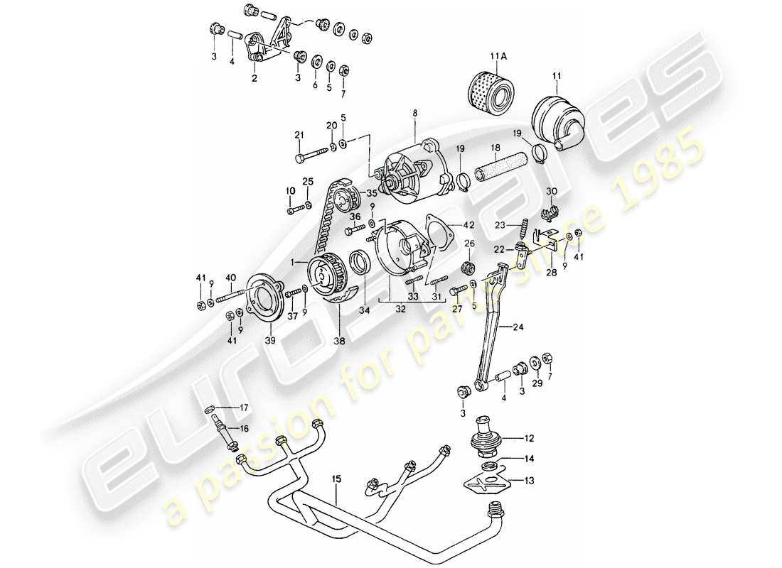 porsche 1990 (964) inyección de aire diagrama de piezas