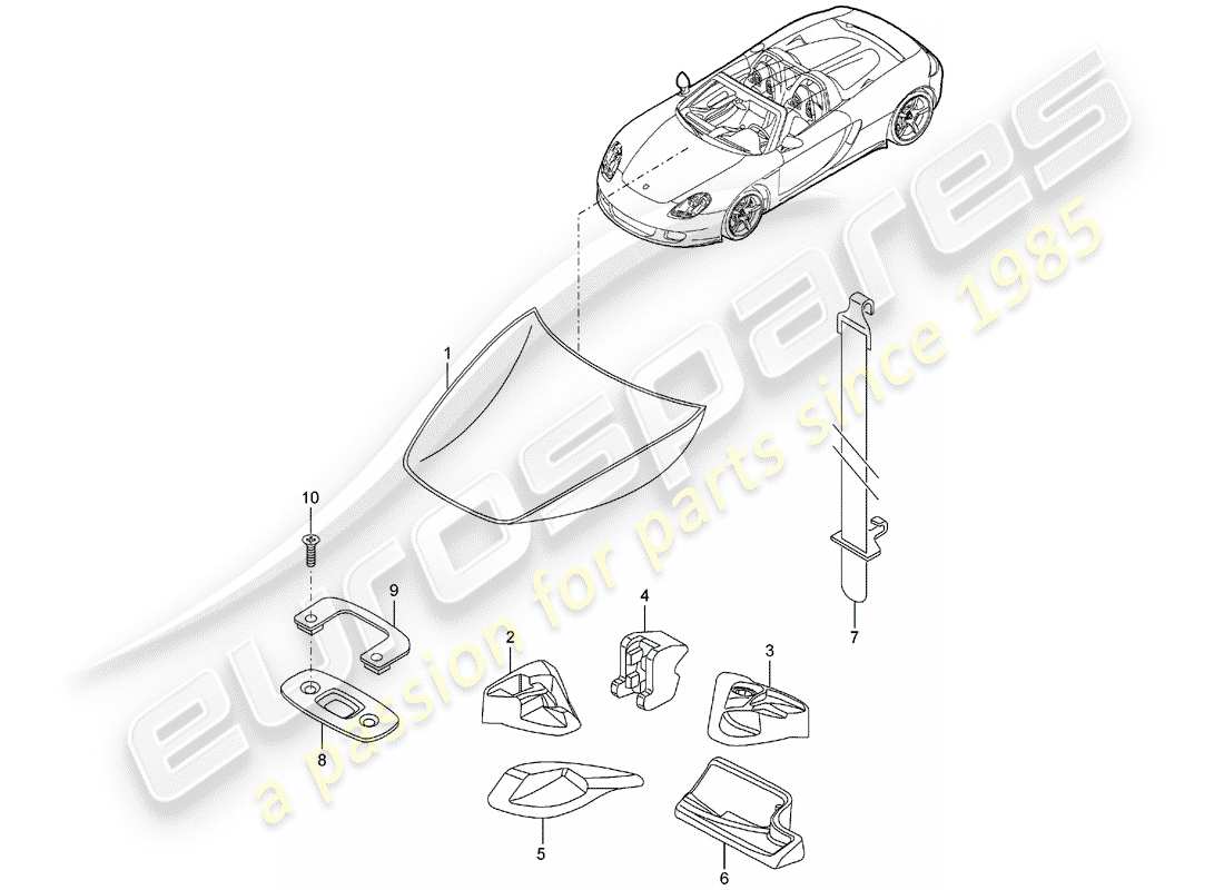 porsche 2005 (carrera gt) forro de bota diagrama de piezas