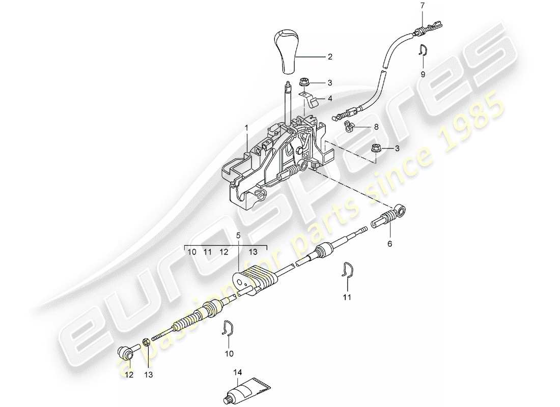 porsche 1998 (996) palanca selectora - tiptronic diagrama de piezas