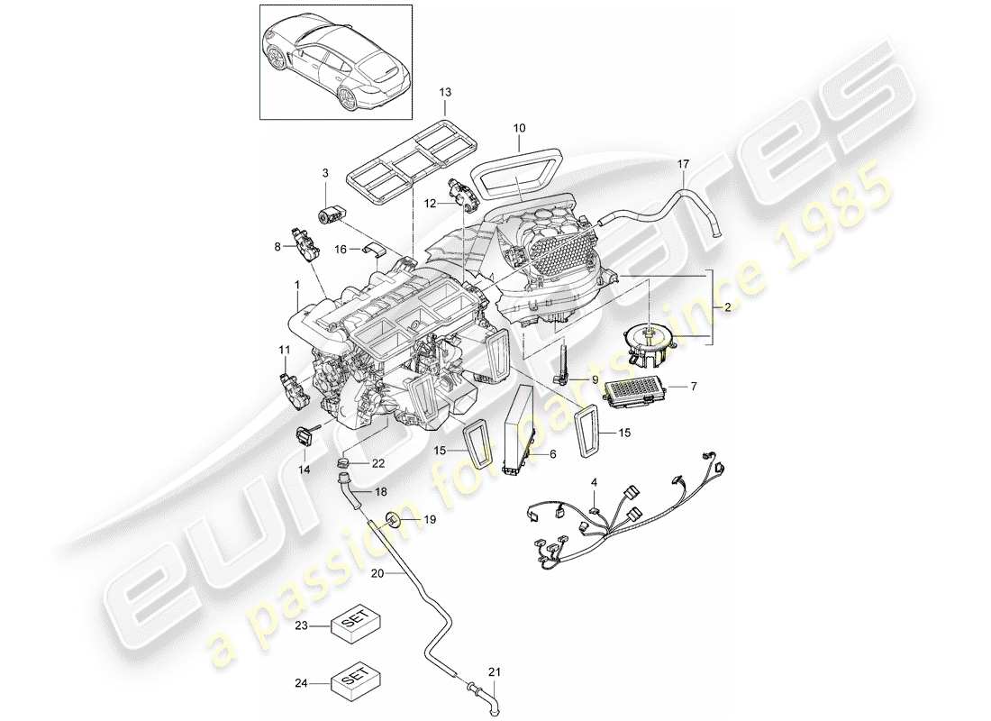 porsche 2016 (panamera 970) aire acondicionado diagrama de piezas