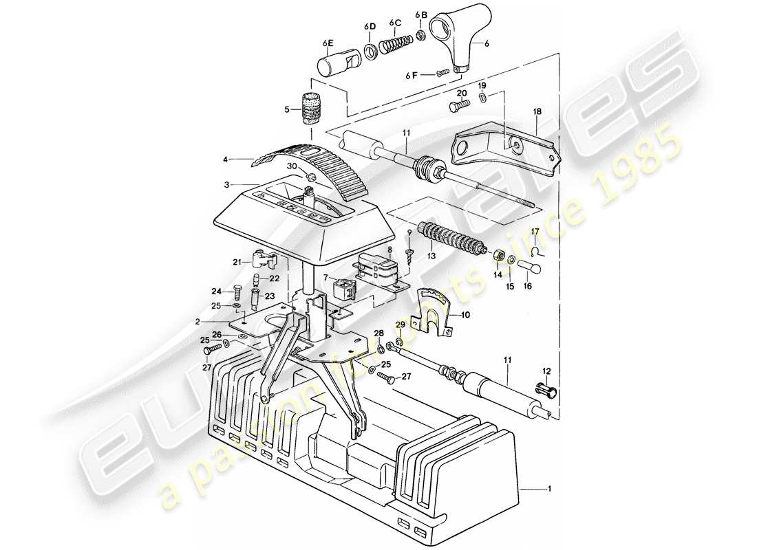 porsche 1987 (924s) mecanismo de cambio - para - transmisión automática diagrama de piezas