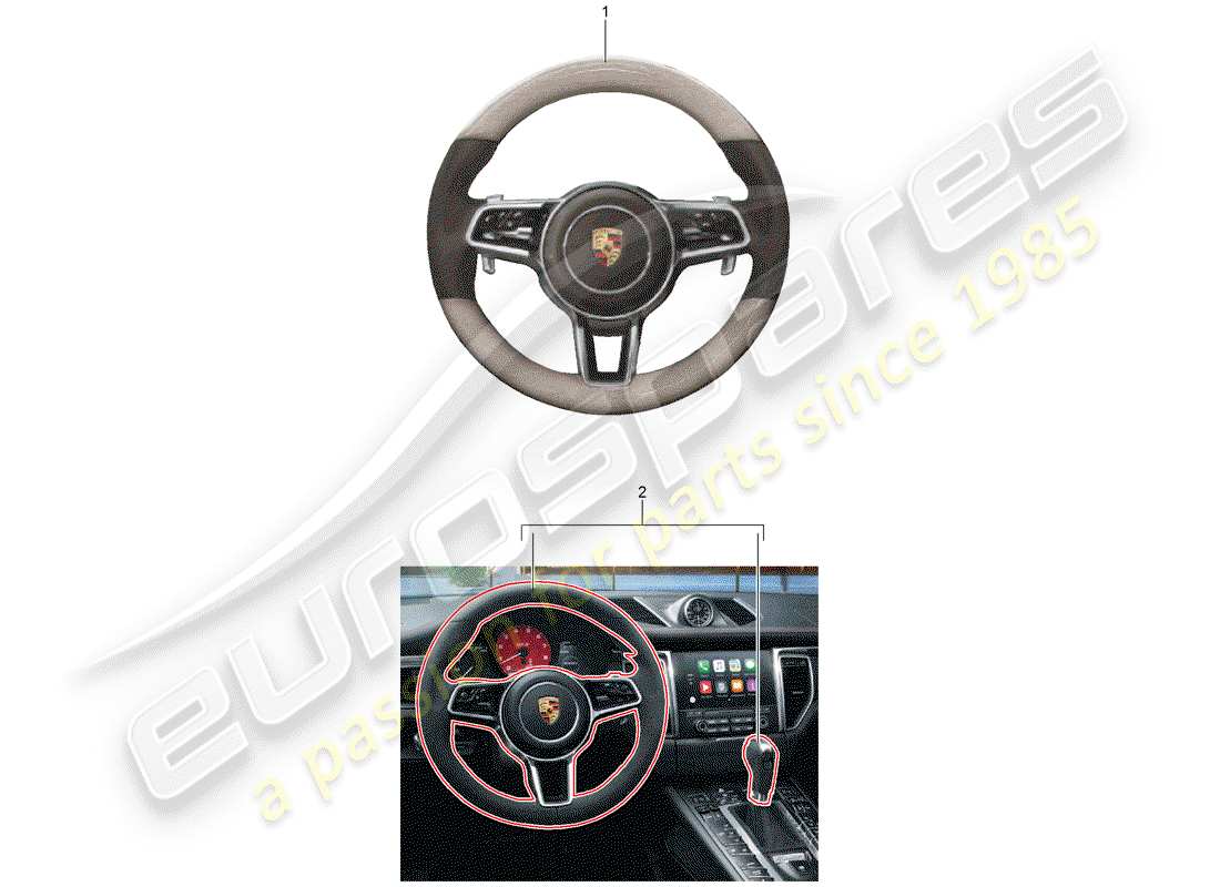 porsche 2016 (tequipment macan) diagrama de piezas del volante