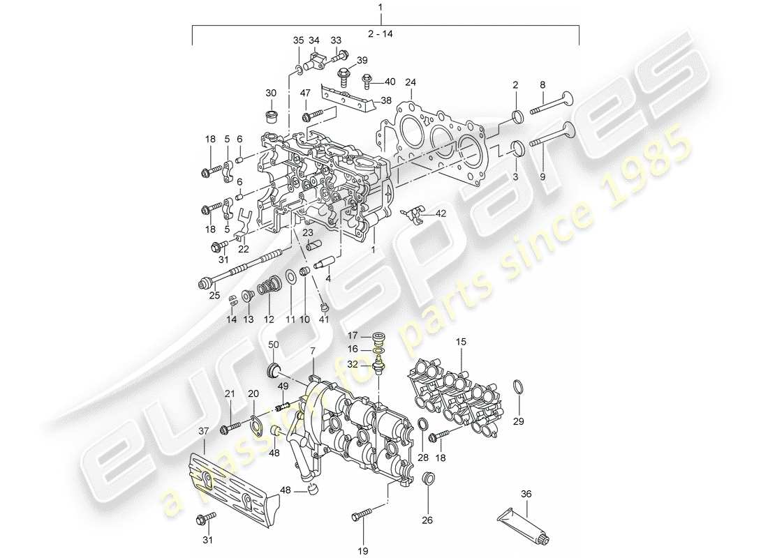 porsche 2000 (996) culata - d - mj 2002>> diagrama de piezas
