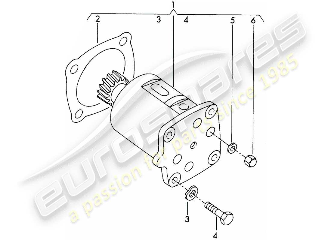 porsche 1961 (356b/356c) bomba de aceite diagrama de piezas