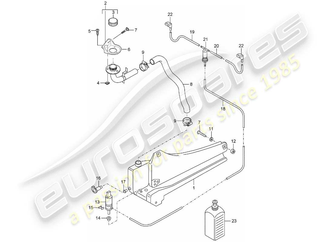 porsche 2004 (carrera gt) windshield washer unit diagrama de piezas