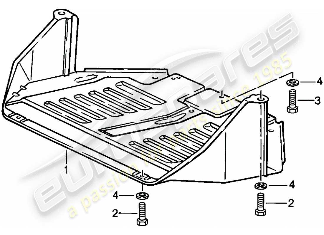 porsche 1988 (924s) placa protectora para motor diagrama de piezas