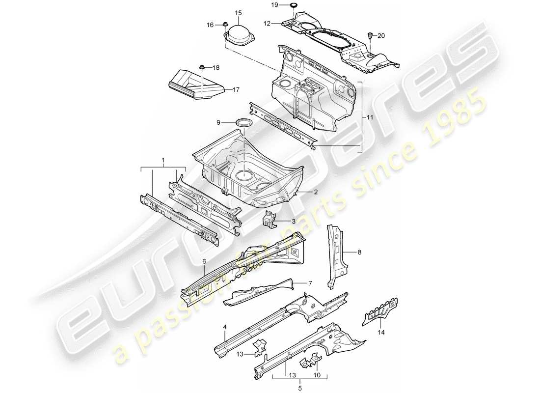 porsche 2009 997-2 turbo / gt2 diagrama de piezas del extremo delantero