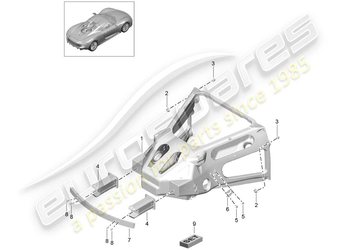porsche 2015 (918 spyder) diagrama de piezas del extremo trasero