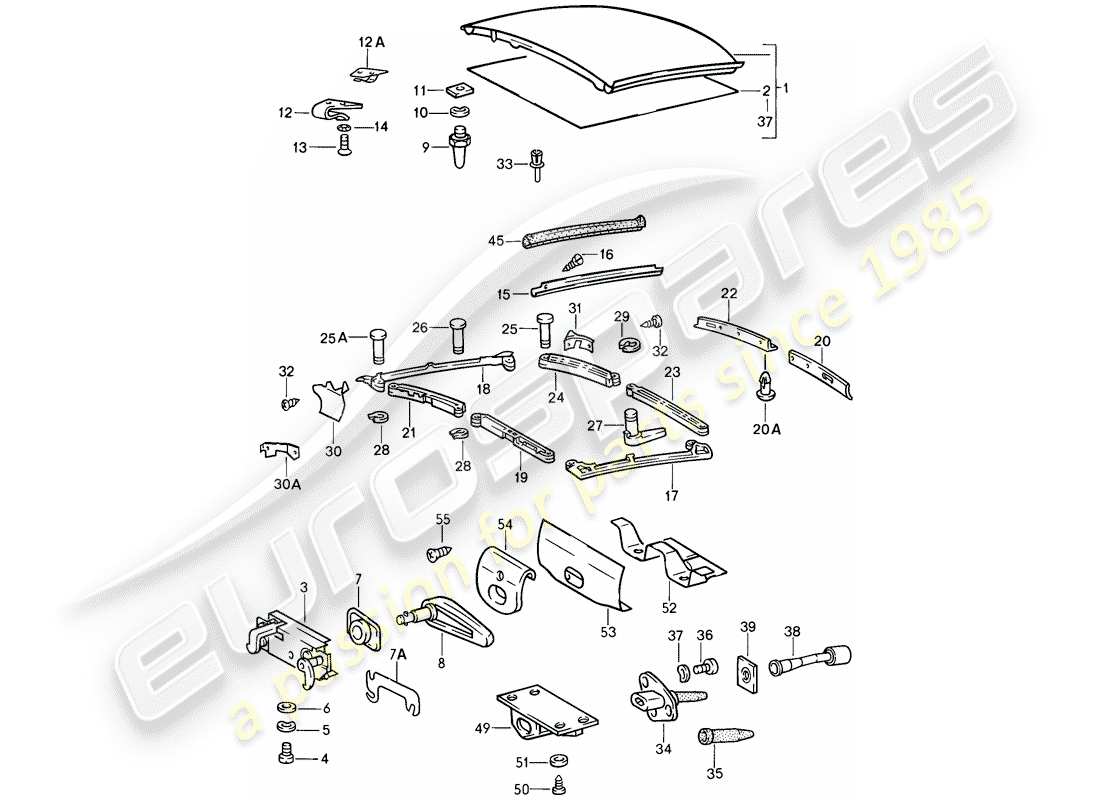porsche 1984 (911) capota diagrama de piezas