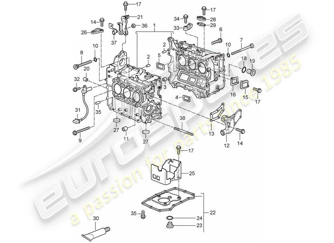 porsche 2006 (987 cayman) diagrama de piezas del carter