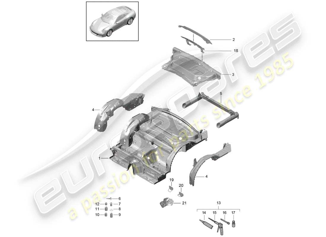 porsche 2017 (991-2) diagrama de piezas del extremo trasero