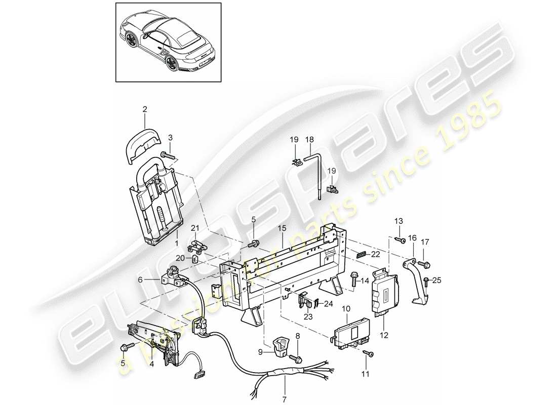 porsche 2013 (997-2 turbo / gt2 rs) barra antivuelco diagrama de piezas