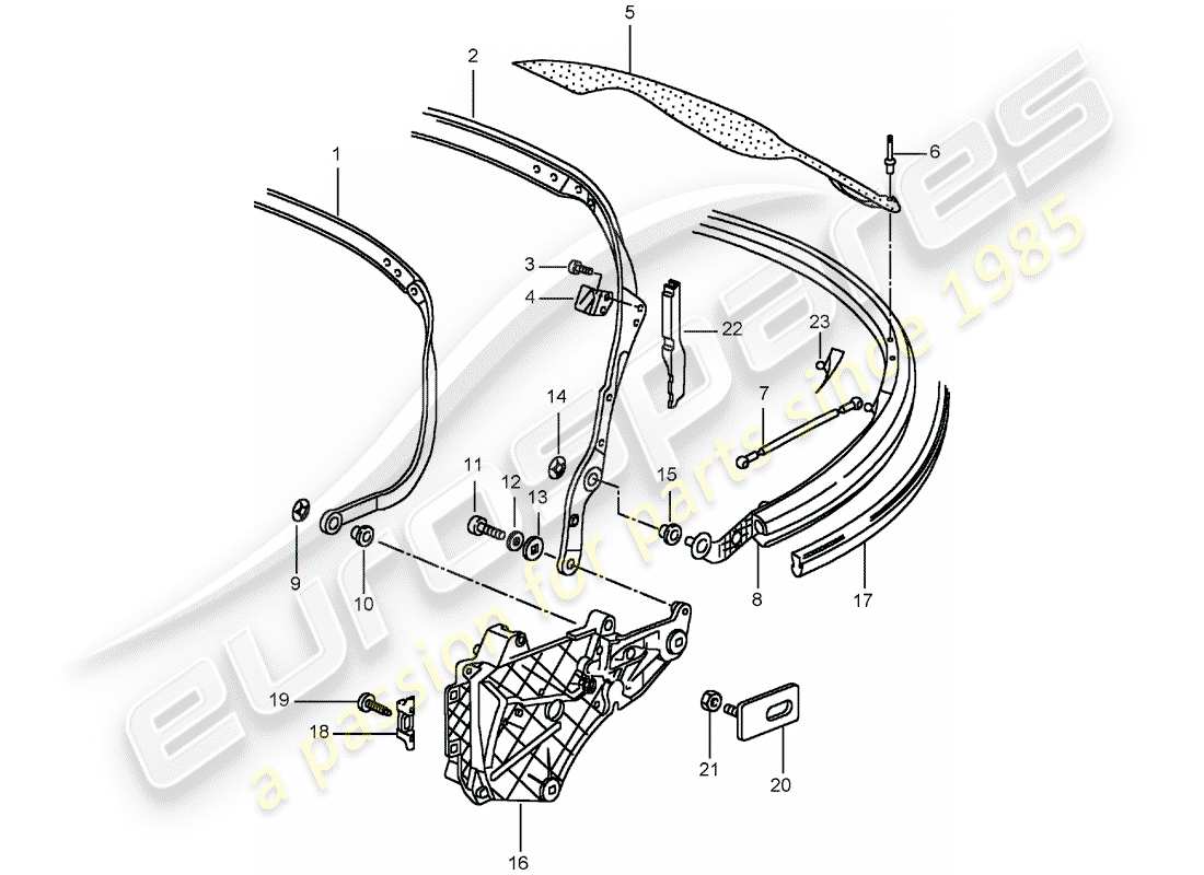 porsche 2004 (996 turbo / gt2) marco superior - piezas individuales diagrama de piezas
