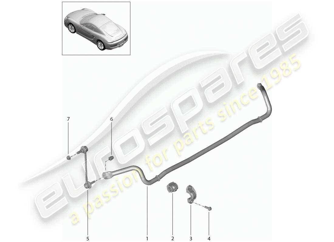 porsche 2014 (981 cayman) diagrama de piezas del estabilizador