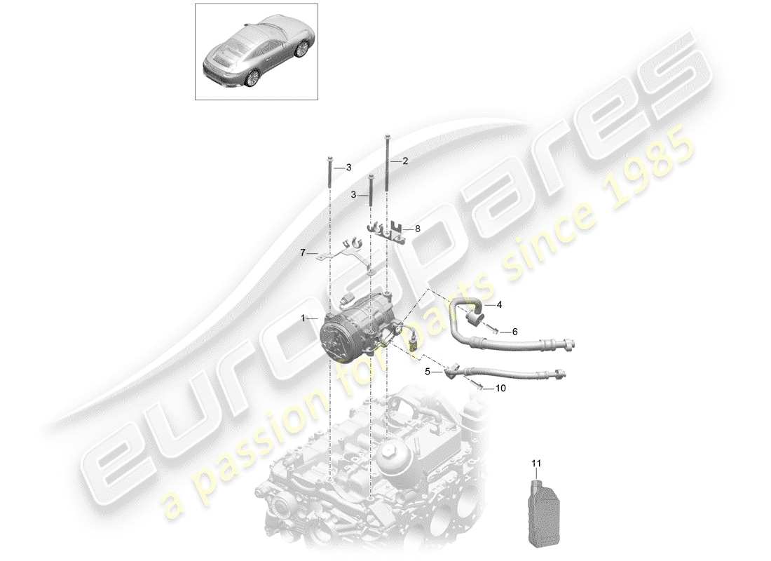 porsche 2017 (991-2) compresor diagrama de piezas