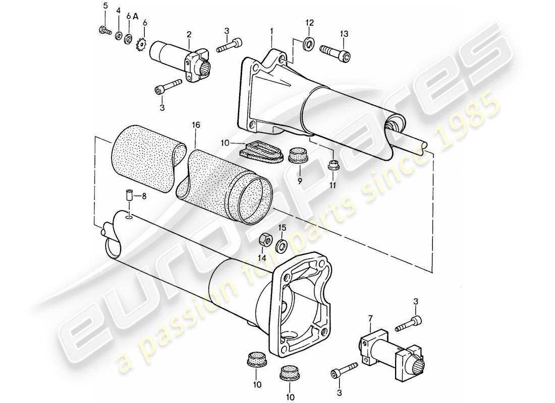 porsche 1987 (959) tubo central diagrama de piezas