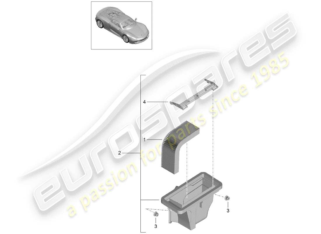 porsche 2015 (918 spyder) reemplazo del filtro de aire fresco diagrama de piezas