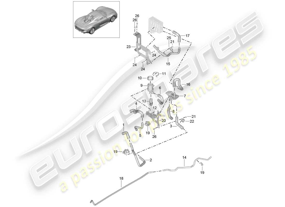 porsche 2015 (918 spyder) diagrama de piezas del calentador