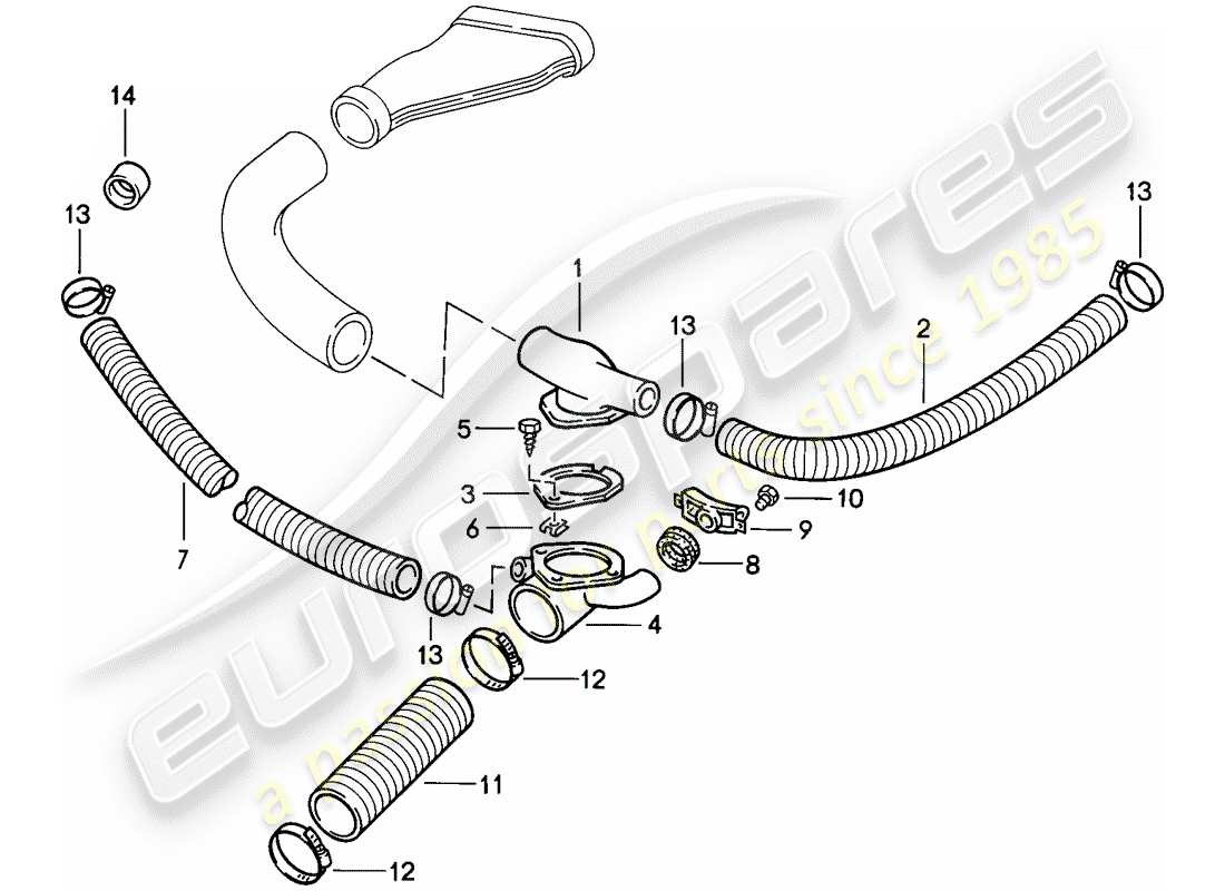 porsche 1984 (911) conducto de aire de refrigeración diagrama de piezas