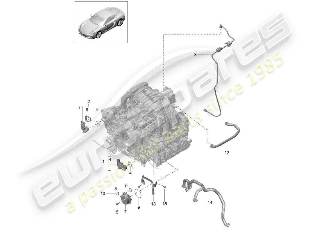 porsche 2016 (981 cayman) crankcase diagrama de piezas