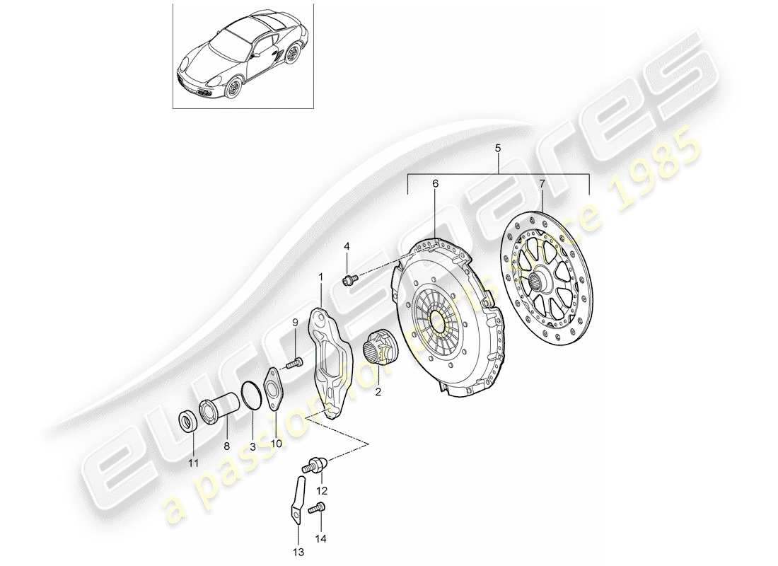 porsche 2006 (987 cayman) embrague diagrama de piezas