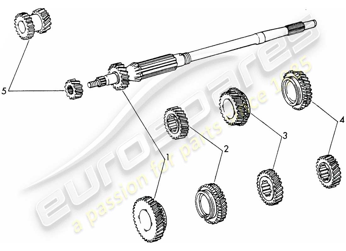 porsche 1966 (911/912) juegos de ruedas de engranaje - 4-speed - diagrama de piezas de transmisión