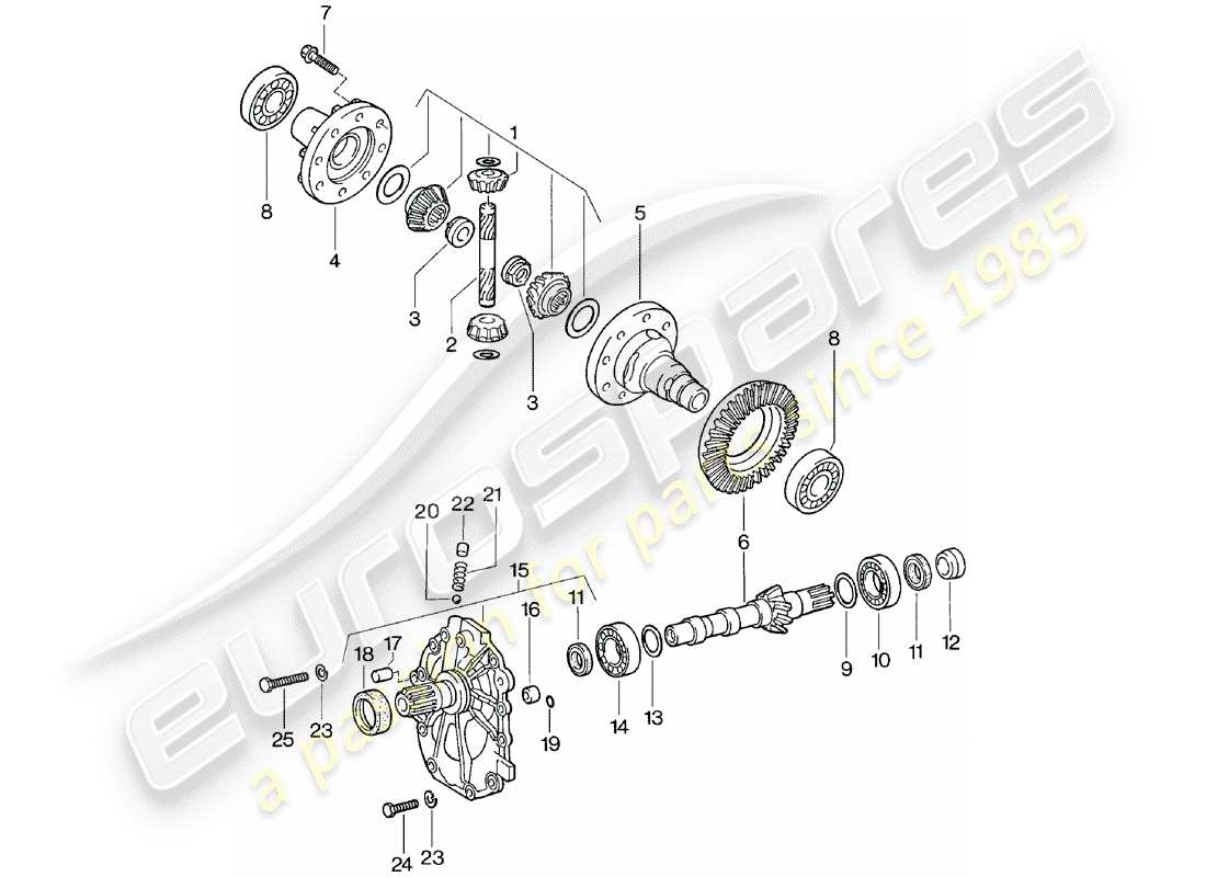 porsche 1985 (924) diferencial - transmisión automática diagrama de piezas