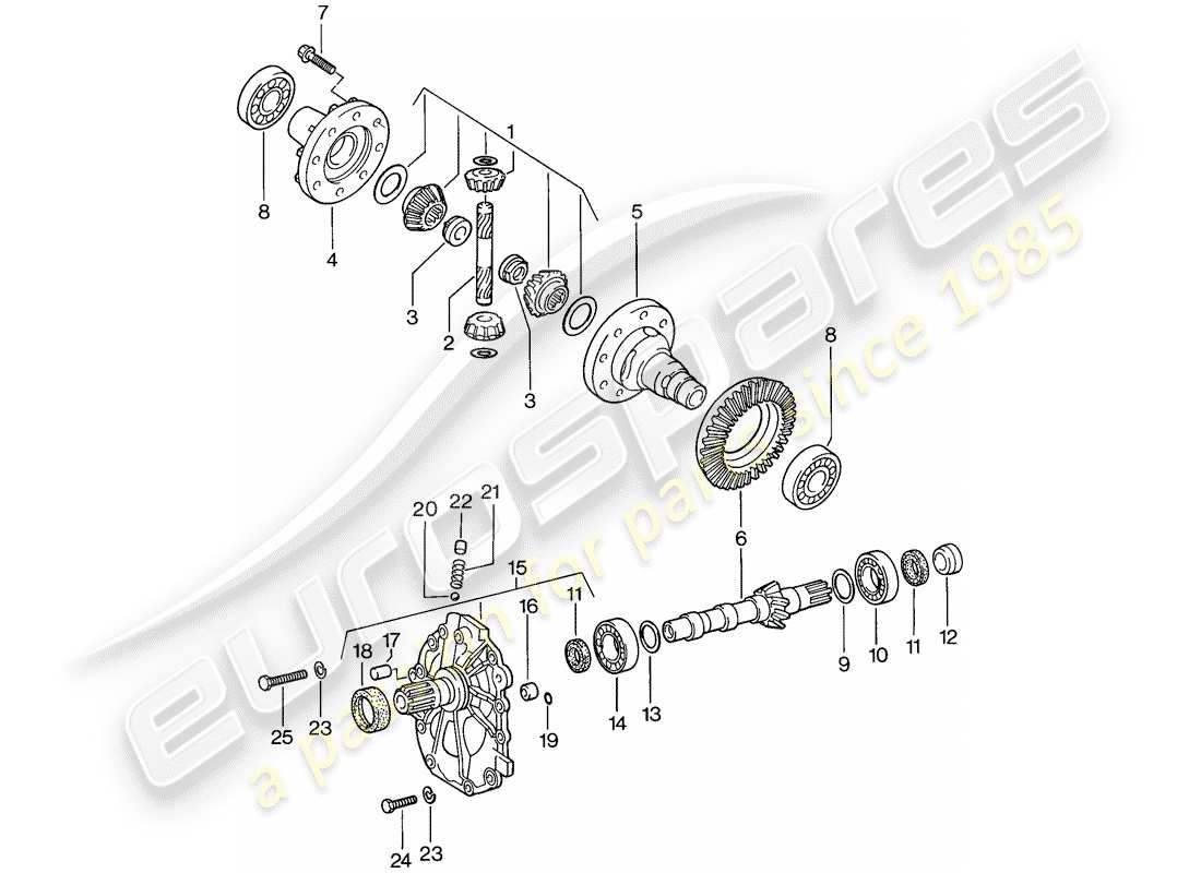 porsche 1982 (944) diferencial - transmisión automática diagrama de piezas