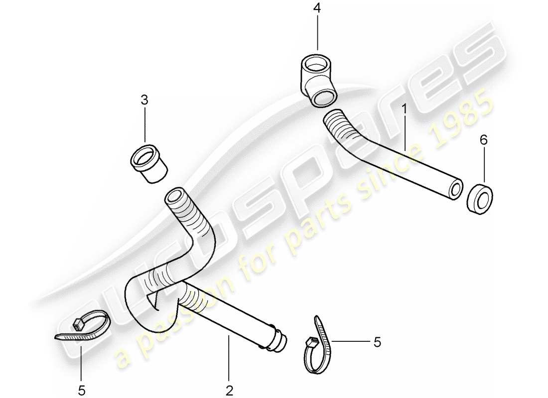 porsche 2005 (996 turbo / gt2) tubo de drenaje de agua - montaje - amortiguador de sonido - calentador - aire acondicionado diagrama de piezas